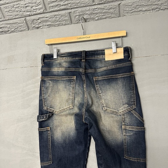 Valabasas Jeans Mens 30 x 31 Button Fly Skinny Distressed Flared Stacked